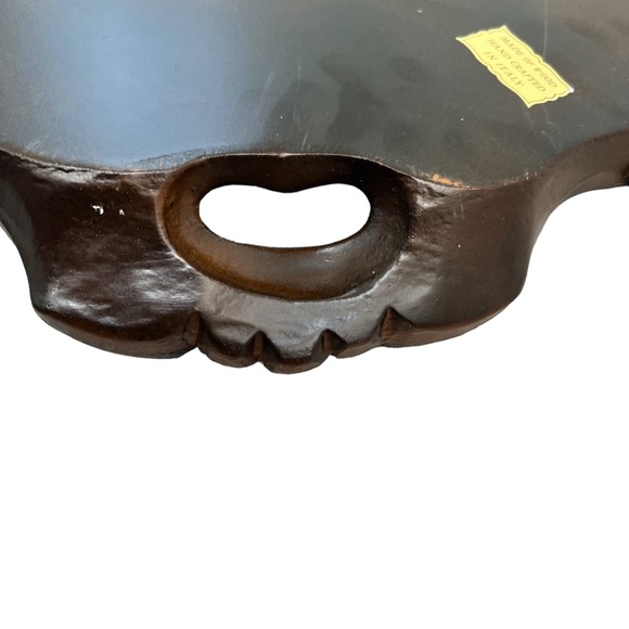 VINTAGE ITALIAN BROWN WOOD HANDLED TRAY WITH ACANTHUS LEAF & SCROLL DECORATION - Picture 10 of 15